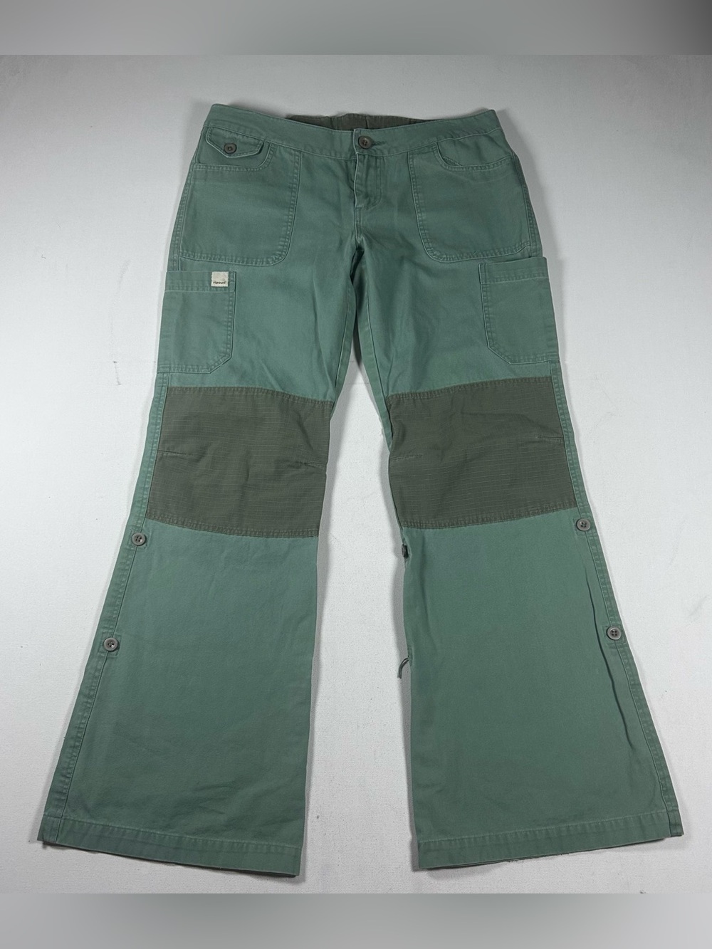 Vtg Rip Curl Womens Juniors Y2K Low Rise Flare Embroidered Green Pants - 7 32x29